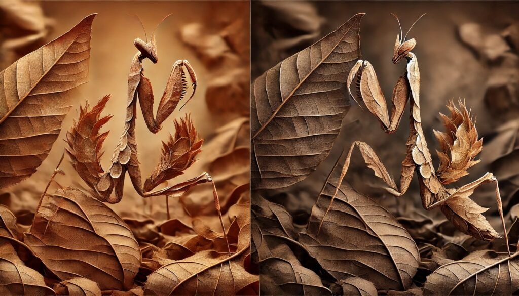 Ghost Mantis among leaves